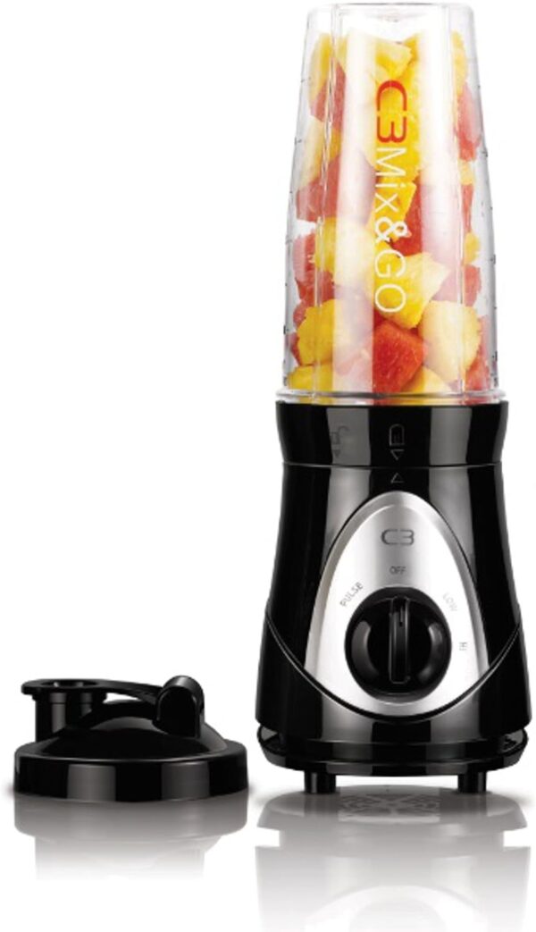 C3 10107 Mix and Go Basic Smoothiemaker with Drinking Cup and Bottle Cap, Black