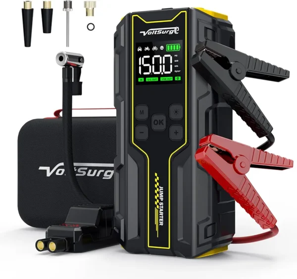 Car Jump Starter with Air Compressor is a Portable 4000A car Battery Suitable for10 L Gasoline or 8 L Diesel Vehicles. This Portable car Jump Starter Features a 150 PSI Inflator (D03)