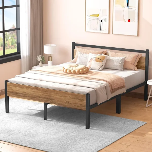 Yornoli Single Bed Frames with Wood Headboard (King