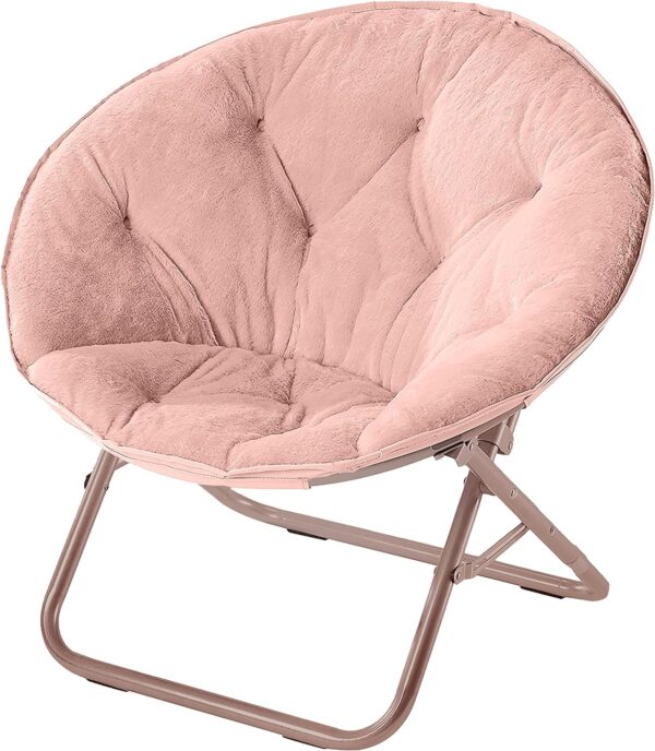 Urban Lifestyle Faux Fur Saucer Chair with Metal Frame, One Size, Blush