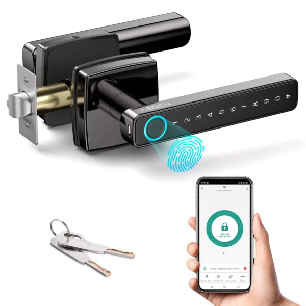 AppLoki Smart Door Lock Bluetooth APP Control Fingerprint Door handle With Key