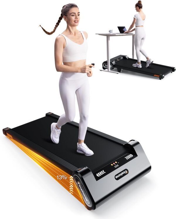 Walking Pad Treadmill Auto Incline Under Desk for Home and Office with 2.5 HP, Up to 13% Slope, 330 Lb Capacity Portable Quiet Small Walking Treadmill with LED Display Remote Control