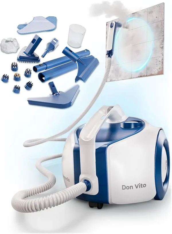 Primavella Don Vito Steam Cleaner - Powerful Steam Cleaner for Floor, Upholstery & Bathroom - Steam Cleaner with 3.5 Bar - 16 x Accessories for Grouts & Sofa - Versatile Steam Engine