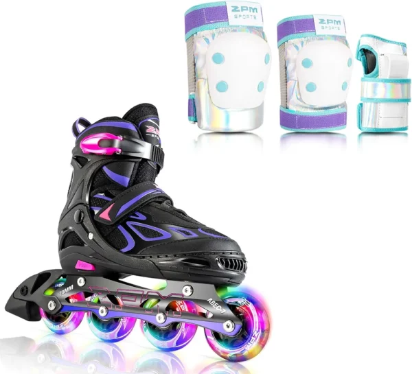 2PM SPORTS Vinal M Inline Skates & Purple M Protective Gear Set